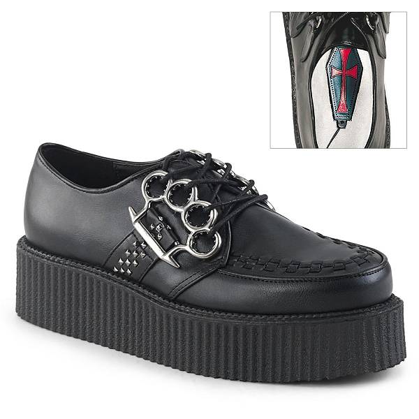 Demonia Men's V-CREEPER-516 Creeper Shoes - Black Vegan Leather D4756-98US Clearance